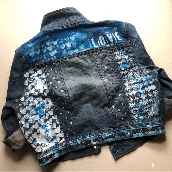 Handprinted Love Denim Jacket - Picture 12 of 12